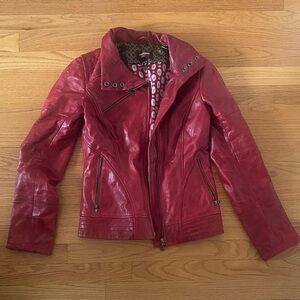 Danier Cherry Red Leather Jacket
